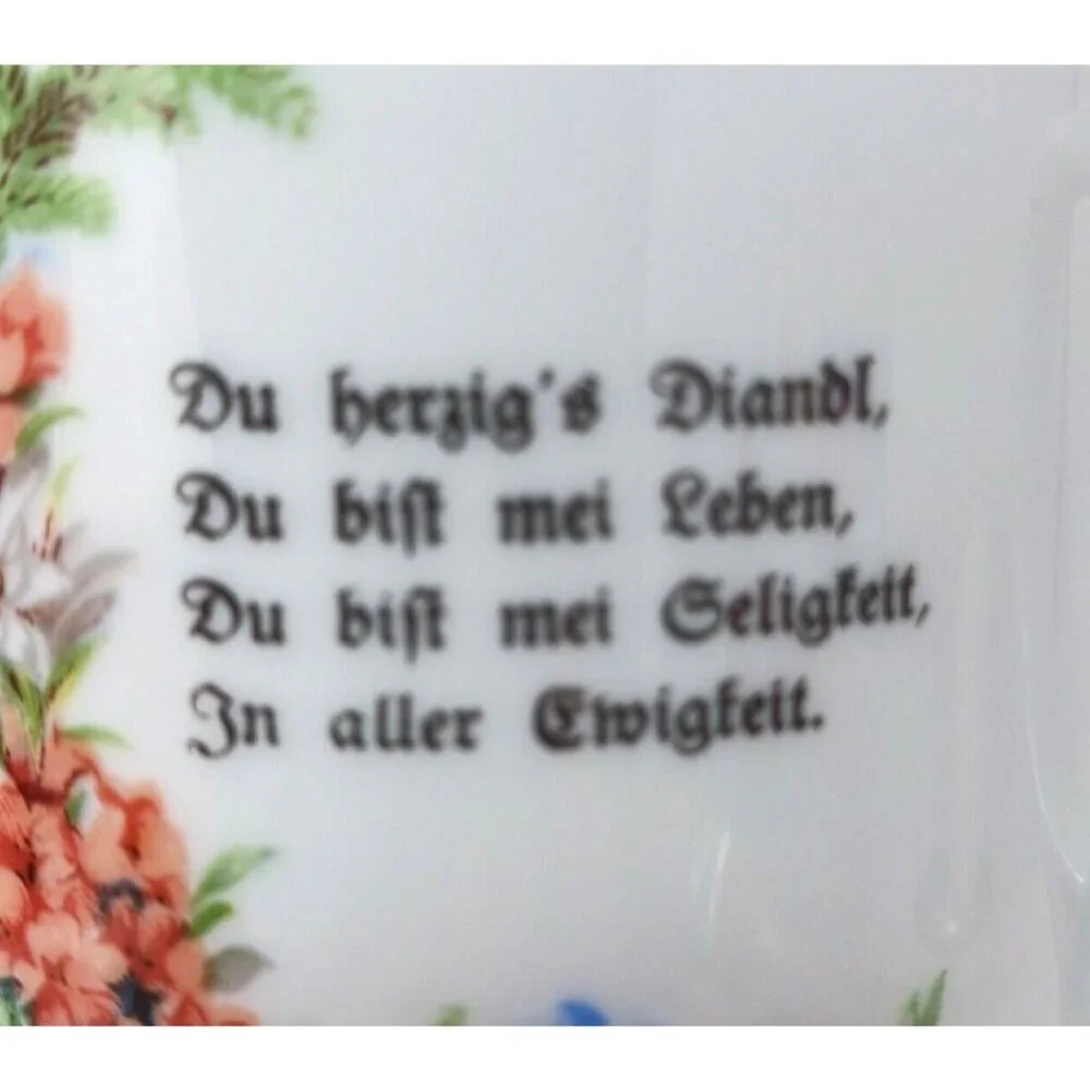 Hungarian Fairy Tale Cup Mug Porcelain Courting Couple Vintage Gold Trimmed #S2